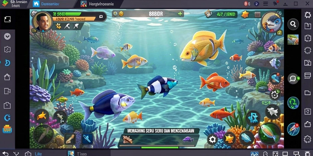 Tampilan gameplay menarik dari 888IDR saat memancing ikan.