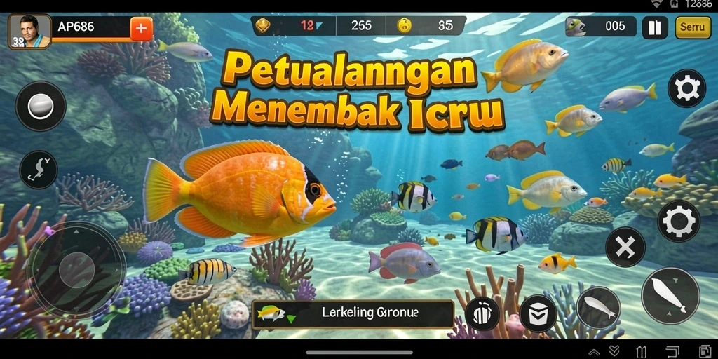 Tangkapan layar gameplay AP686 dengan aksi menembak ikan yang mendebarkan.