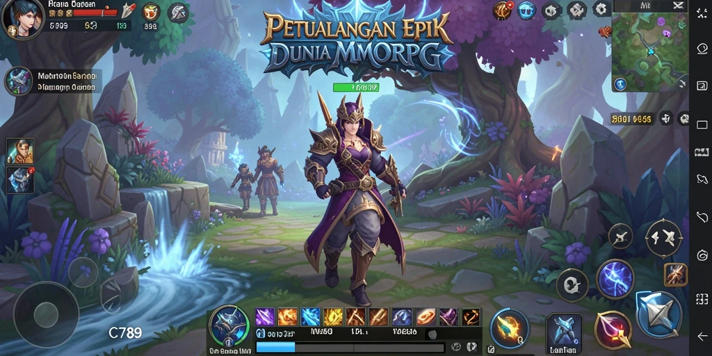 Gameplay C789 menunjukkan pertarungan epik antar karakter dalam dunia MMORPG.