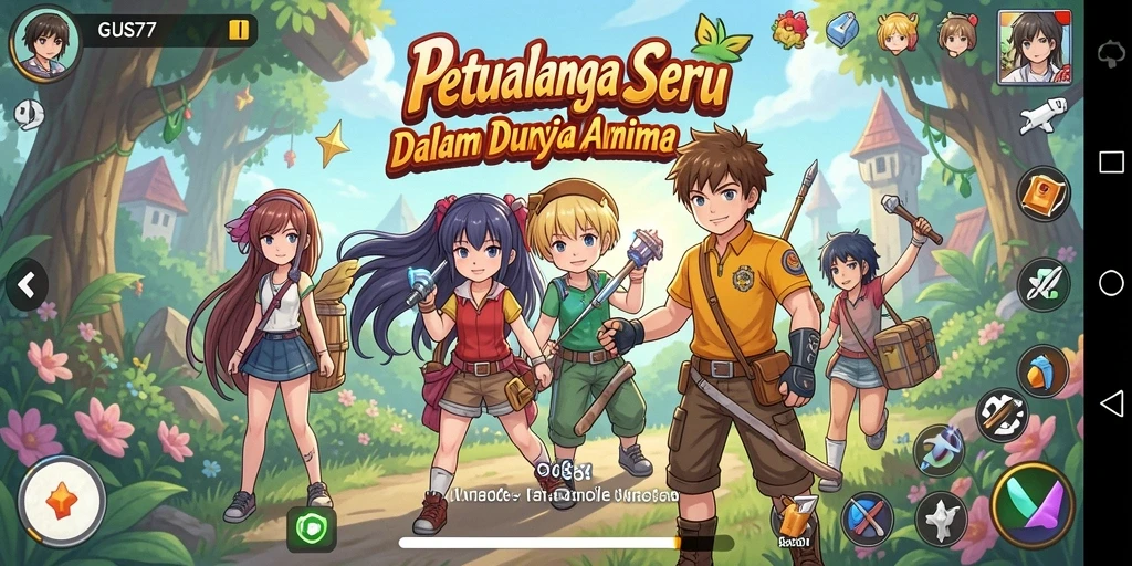 Screenshot GUS77 menampilkan pertarungan karakter anime yang dramatis.