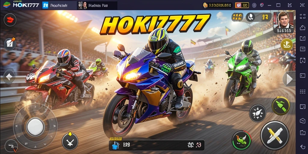 Screenshot HOKI777 menampilkan balapan motor yang mendebarkan dan seru.