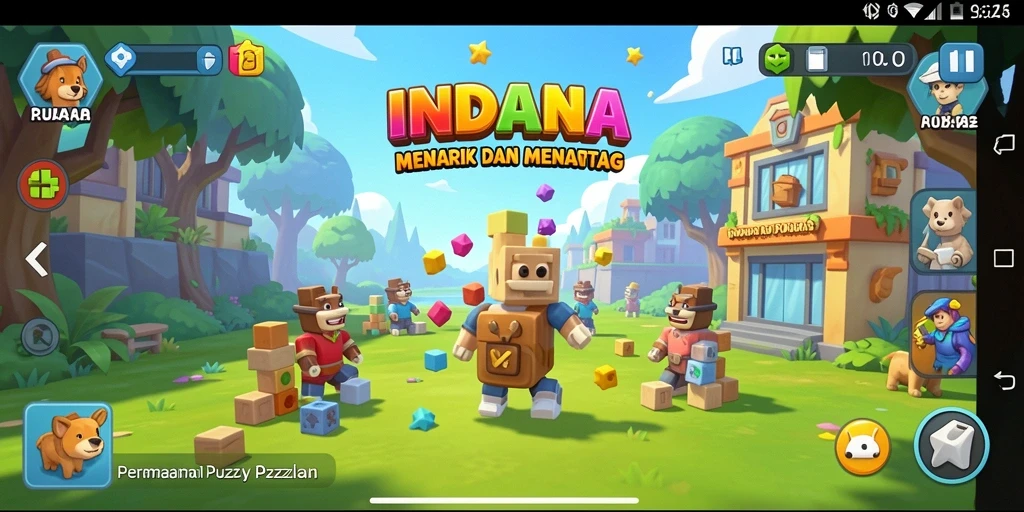 Tampilan gameplay INDAAA dengan berbagai puzzle yang menantang.
